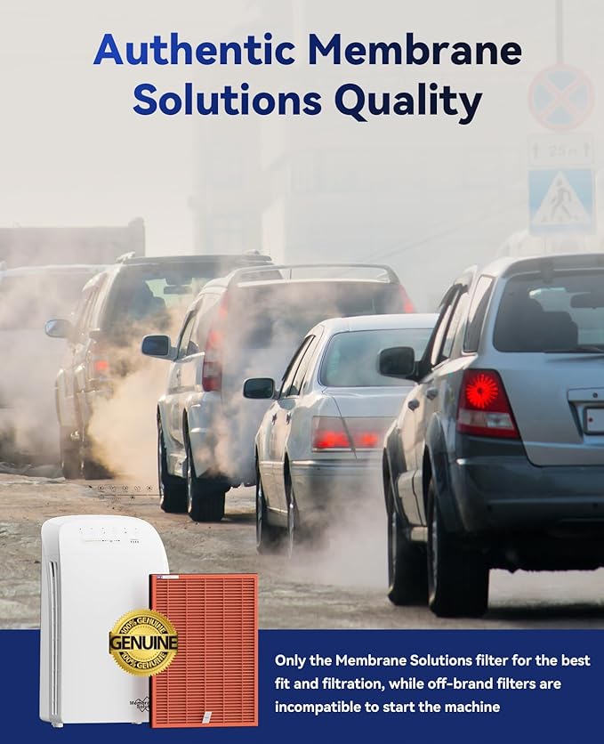 Membrane Solutions MSA3/MSA3S Toxin Gas VOCs Removal Air Purifier Filter Replacement 1 Pack, Upgraded 4-in-1 H13 True HEPA Filter with OdallerPure Technology