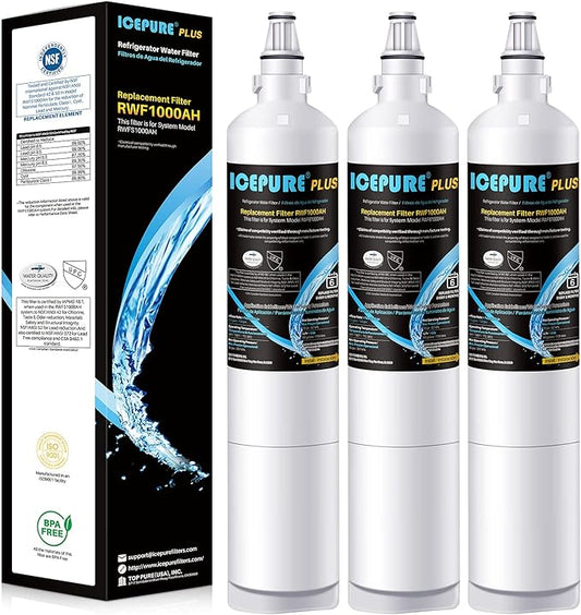 ICEPURE PLUS 9990 NSF 53&42 Certified Replacement for Kenmore 46-9990, LG LT600P 5231JA2006B 5231JA2006A-S, KENMORECLEAR 9990, FML-2, LSC27931ST, LFX25960ST, RWF1000A Refrigerator Water Filter, 3PACK