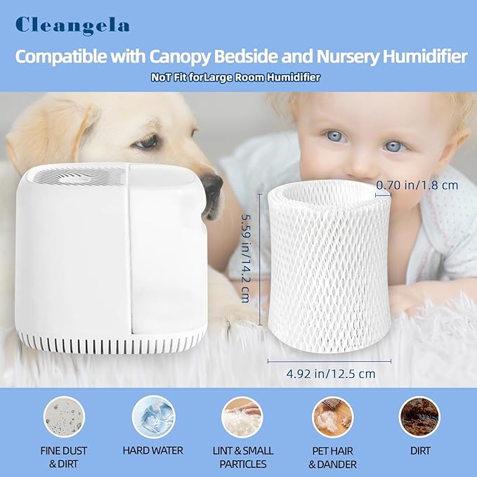 3 Pack Bedside Humidifier Filter Replacement Compatible with Canopy Bedside & Nursery Humidifiers Humidifier Wicking Replacement Filter Wood Pulp & Paper Replace Every 6 Weeks