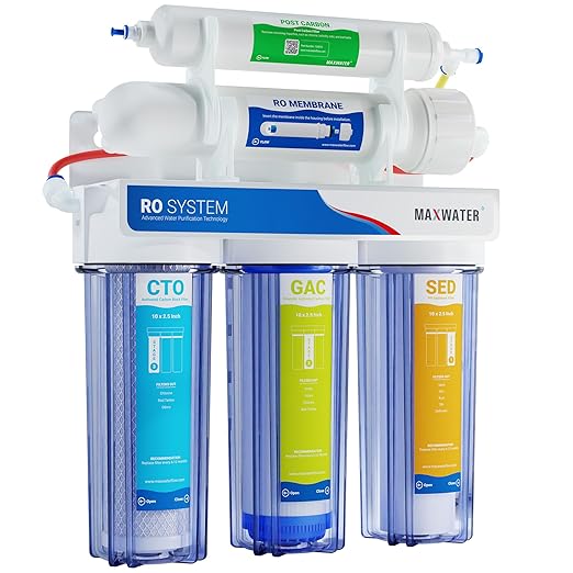 Max Water 5 Stage 100 GPD (Gallon Per Day) RO (Reverse Osmosis) Standard Water Filtration System for Heavy Duty - Under-Sink/Wall Mount - Model: RO-5C2