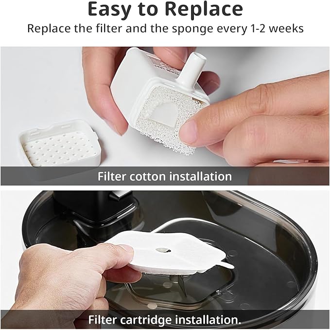 18+18 Pack Cat Water Fountain Filter & Sponges for 152oz/4.5L Wireless Cat Water Fountain,Triple Filtration System for PTM-643 models