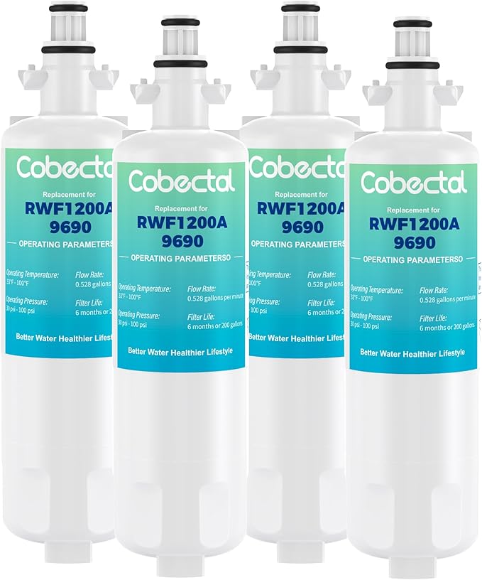 Adq360061 Water Filter Replacement for LG Lt700p Adq36006101 Lfds22520s, Cobectal Water Filter Replacement for kenmore 9690 469690 Adq36006102 Lfxc24726s Lfxc29626s Rwf1200a Filter, 4-Pack