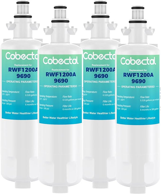 Adq360061 Water Filter Replacement for LG Lt700p Adq36006101 Lfds22520s, Cobectal Water Filter Replacement for kenmore 9690 469690 Adq36006102 Lfxc24726s Lfxc29626s Rwf1200a Filter, 4-Pack