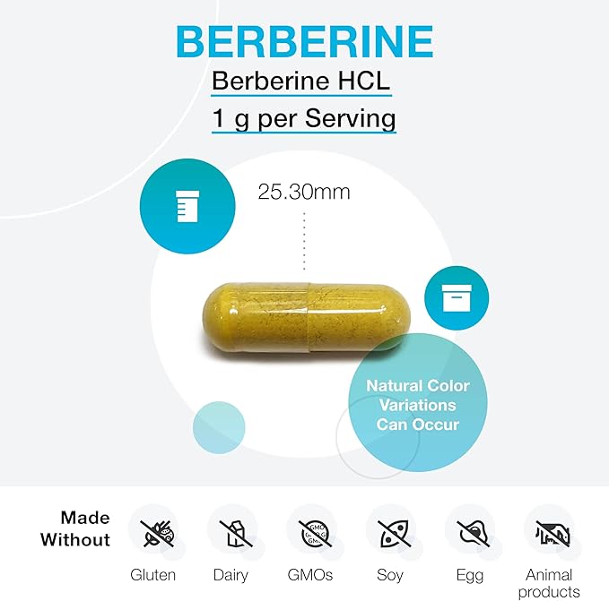 XYMOGEN Berberine HCL 1000mg – Herbal Berberine Supplement for Metabolic & Digestive Support - Promote Lipid Metabolism, Gastrointestinal Health & Immune Function (120 Capsules)