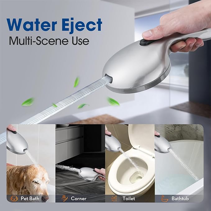 High Pressure Shower Head with Handheld Shower, 26" Adjustable Height Drill-Free Slide Bar, 3-Way Diverter for Easy Reach, Dual Shower Head Combo Set with 5ft Hose - Chrome