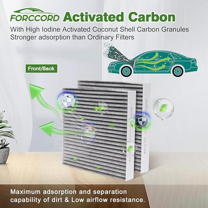 2-Pack Cabin Air Filter Fits for Ford Ranger 2019-2025 2026 2.3L Activated Carbon Cabin Filter Replacement CF12776 KB3Z19N619A PC99461P Accessories