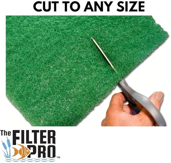 Green Coarse Filter Media, 2" Thick, 12" x 12" Pads, 6 Pack, Perfect for Aquariums, Ponds or Water Gardens, Made in USA