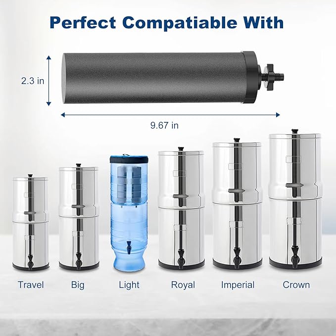 Water Filter Replacement for Berkey, Black Purification Elements, Activated Carbon Filters, Compatible with Berkey Gravity Water Filter System, Pack of 2