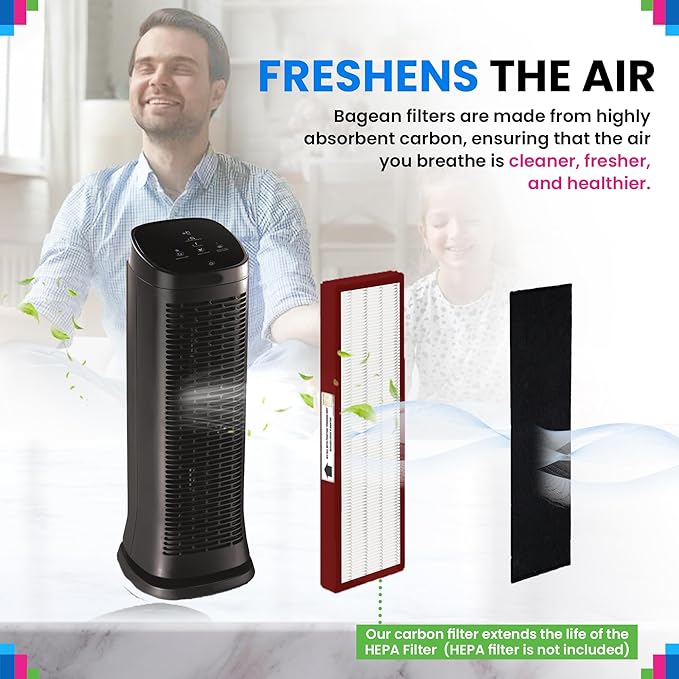 Bagean Carbon Pre Filter 20.5” x 5.7” Compatible with Honeywell Air-Genius Tower Air Purifier Models HFD320 & More - Fits Honeywell K Filter Replacement - Filters Odors & Freshens the Air (4-Pk)