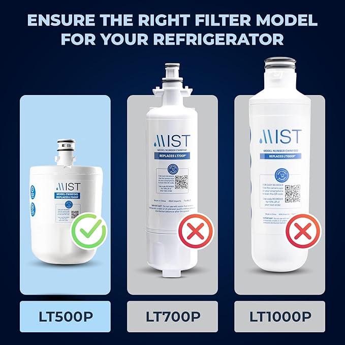Mist 5231JA2002A Refrigerator Water Filter Replacement for LG LT500P, ADQ72910911, Kenmore 9890, Fridge LFX25974ST – NSF 42 Certified – 1 Pack