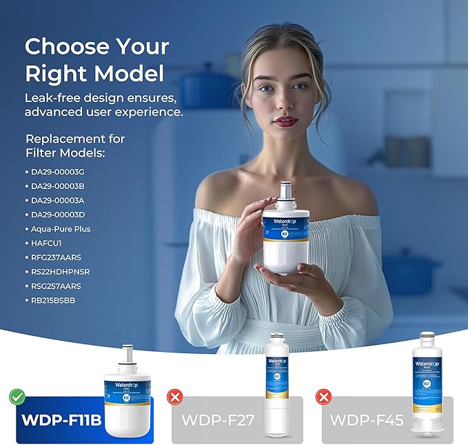 Waterdrop Plus DA29-00003G NSF 401&53&42 Certified Refrigerator Water Filter, Replacement for Samsung® DA29-00003G, DA29-00003B, DA29-00003A, Aqua-Pure Plus, HAFCU1 (Package May Vary)