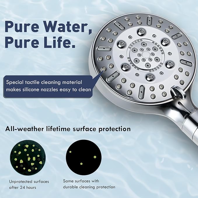Filtered Shower Head with Handheld,High Pressure 9-Spray Showerhead - Water Softener with Filter Beads for Hard Water,Removes Chlorine, Reduces Dry & Itchy Skin,Anti-Clog Nozzles,Flow Regulation