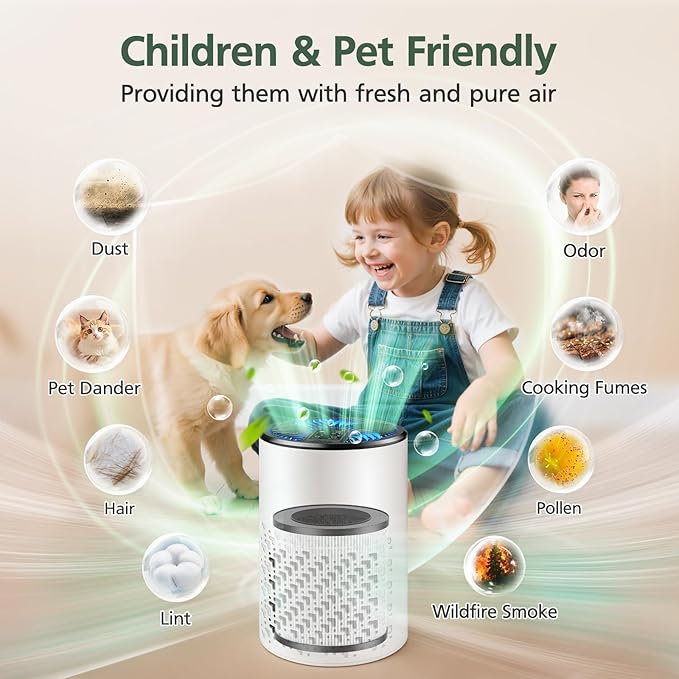 2 Pack KJ067L Air Filter Replacements Compatible with MOOKA KJ067L Air Purifier for Bedroom Home, 3-in-1 High-Efficiency Filtration for Wildfire Pet Dander Smoke Odor Dust