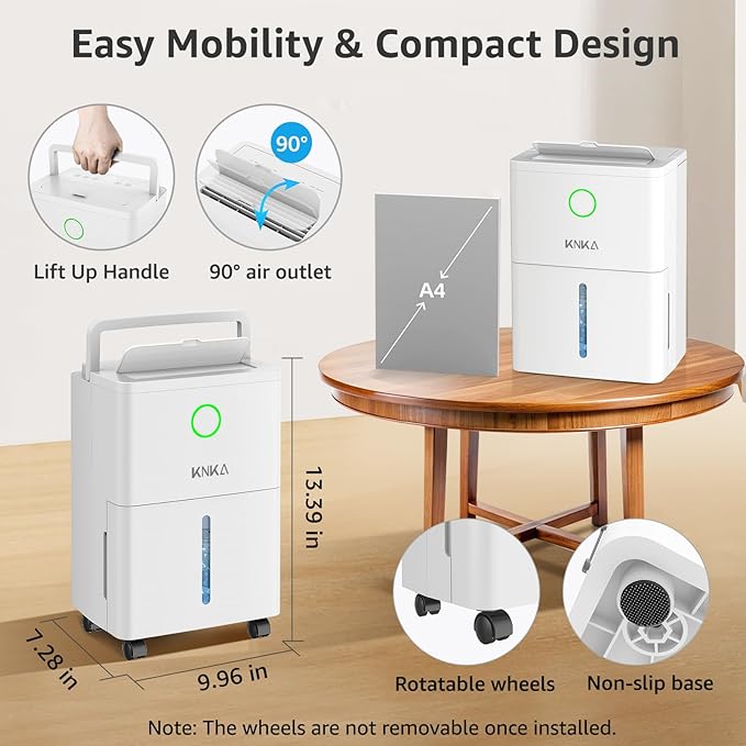 19 Pint Quiet Dehumidifier with Drain Hose, 1300 Sq.ft Dehumidifiers for Home, Smart Humidity Control & Display, 24H Timer, Washable Filter, Idea for Bathroom Basement Bedroom RV Large Room