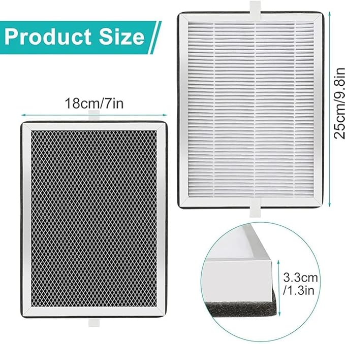 Replacement Parts 3 in 1 H13 True HEPA Filter and Activated Carbon Compatible with Medify MA-25 Air Purifier, Pre-Filter 4 Packs