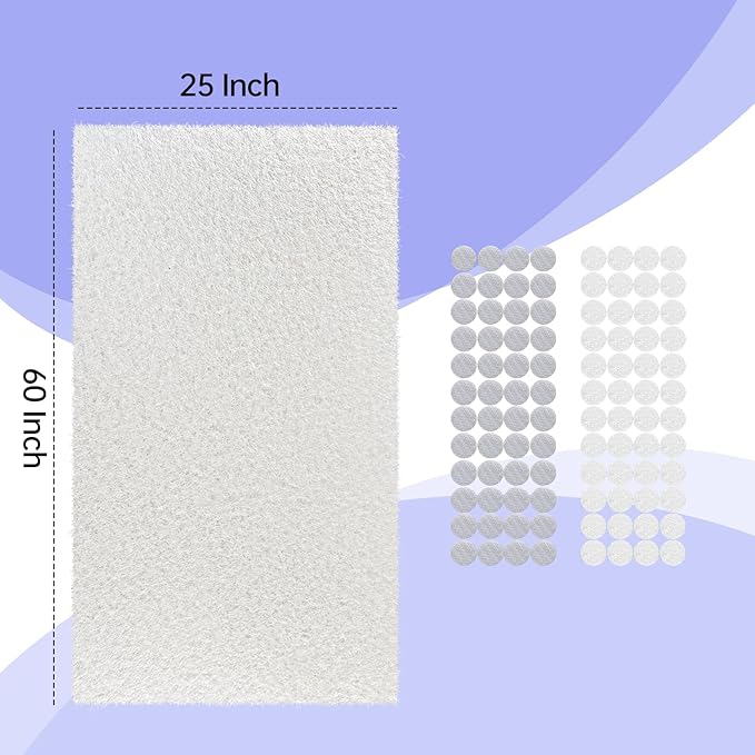 25x60 Inch DIY Cut to Size Material for AC/HVAC Furnace Filter and air Vents Filter, for Increasing The MERV Index（48PCs Adhesive Hook） White