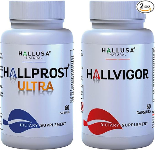 Hallprost Ultra & Hallvigor 120 Cap - Dietary Supplement for Men - Pygeum, Pumpkin Seeds, Prostate Formula - Energy Supplements