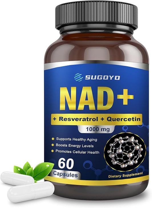 NAD+ Supplement 1000mg Liposomal Nicotinamide Riboside Enhanced with Resveratrol & Quercetin, Anti-Aging & Energy Boost, NMN Alternative, NAD Supplement for Women & Men (60 Count (Pack of 1))
