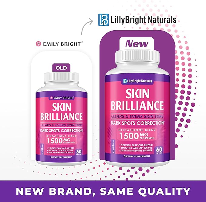 Glutathione Capsules - 1,500mcg L-Glutathione Supplement with Vitamin C - Skin Tone Enhancer - Targets Dark Spots & Acne Marks - Potent Antioxidant - 60 Skin Pills