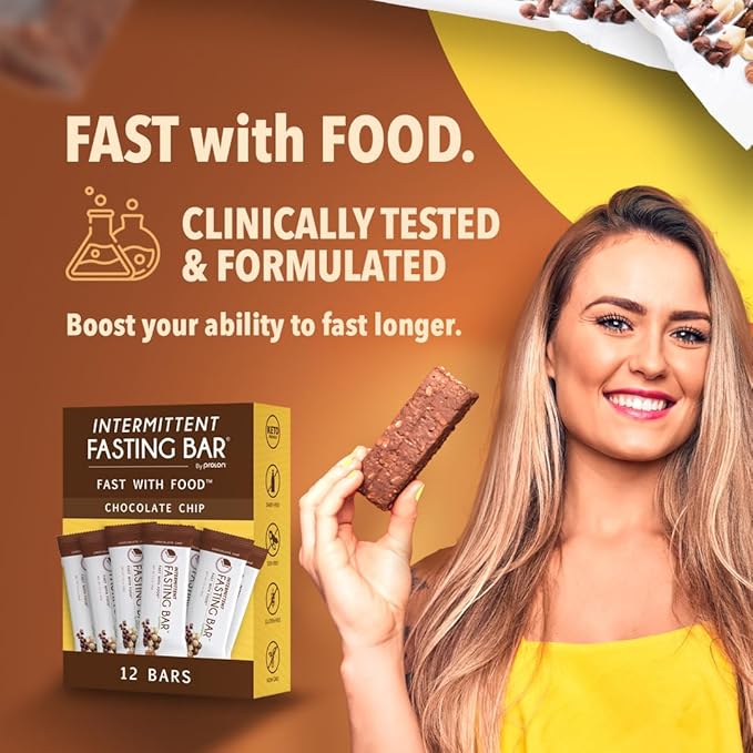 Prolon Fasting Bars | 5g Protein, 7g Fiber | Keto-Friendly, Gluten-Free, Dairy-Free, Plant-Based | Nutrition for Intermittent Fasting | Formulated to Not Break Your Fast | Chocolate Chip (12 Count)