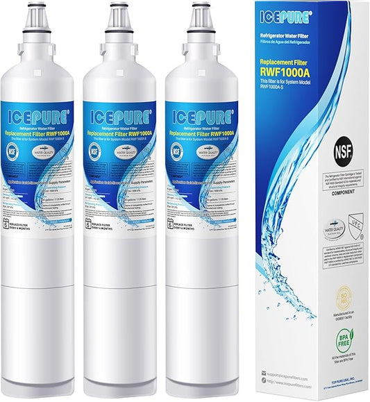 ICEPURE 5231JA2006A Replacement for LG LT600P, KENMORE 9990, 5231JA2006B, KENMORECLEAR 46-9990, 5231JA2006A-S, WFC2001, LSC27931ST, LFX25960ST, FML-2,RWF1000A Refrigerator Water Filter 3PACK