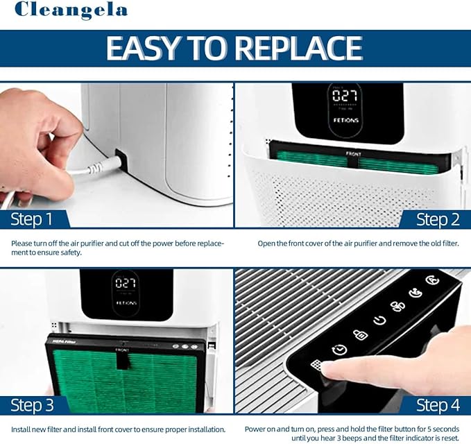 4 Pack HY4866 Air Purifier Replacement Filter Compatible with MORENTO HY4866 WESTHEY HY4866 Air Purifier and YIOU M1 Air Cleaner Pet Dander Version HY4866 Replacement Filter Green