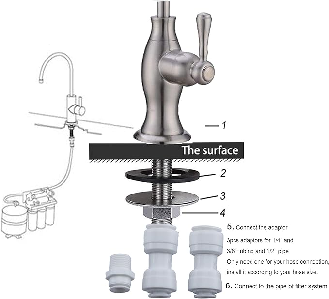 Brass Water Filter Faucet Delle Rosa Commercial Water Filtration Faucet for Under Sink Water Filter System Modern Brushed Nickel Kitchen Bar Sink Drinking Water Faucet