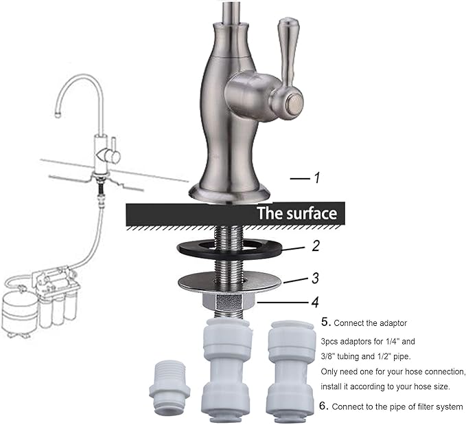 Delle Rosa Drinking Water Purifier Faucet, Commercial Water Filtration Faucets for Under Sink Water Filter System, Modern Best Brass Kitchen Bar Sink Drinking Water Faucet, Chrome
