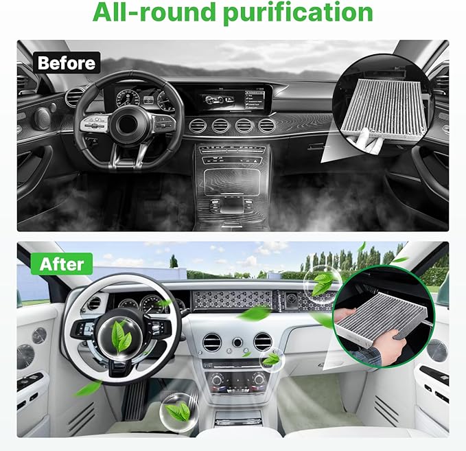 2-Pcs Cabin Air Filter for Dodge Dart 2013-2016, Pontiac Vibe 2003-2008, Toyota Tacoma 2005-2023 Car Replacement for CF10374 88508-01010 88508-04010 Essential Automotive Accessories