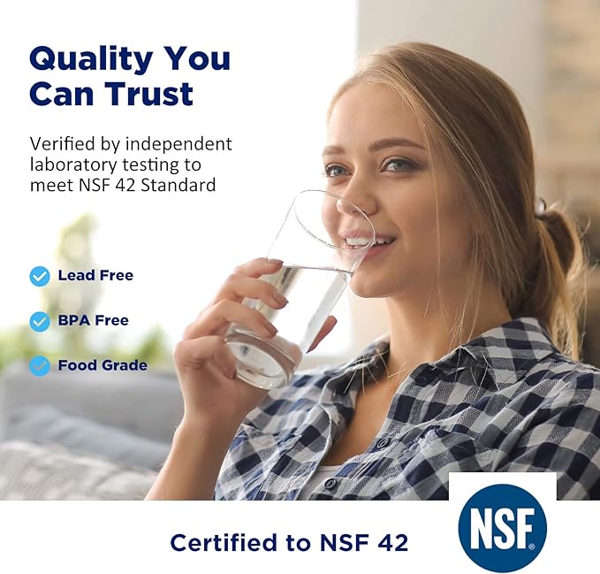 Membrane Solutions T33 Inline Water Filter, 2-Pack 1/4" Quick-Connect Replacement Cartridges for Refrigerator & Ice Maker, Post-Carbon Filter for Reverse Osmosis Systems, Push-to-Connect