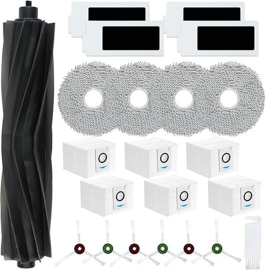 22 Pack Replacement Parts for ECOVACS T20 Omni/Max/Pro,Ecovacs T20 Max Vacuum Cleaner Accessories Kit, 1 Main Brush, 4 Hepa Filters, 4 Mop Pads, 6 Vacuum Bags, 6 Side Brushs, 1 V-shaped brush