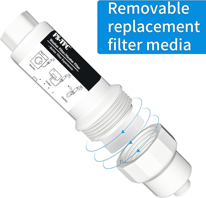 FS-TFC Inline Sediment Anti-Scale Filter Reusable 3/4" GHT Water Hose Filter for Washing Machine, Heater, Garden, RV,2PACK