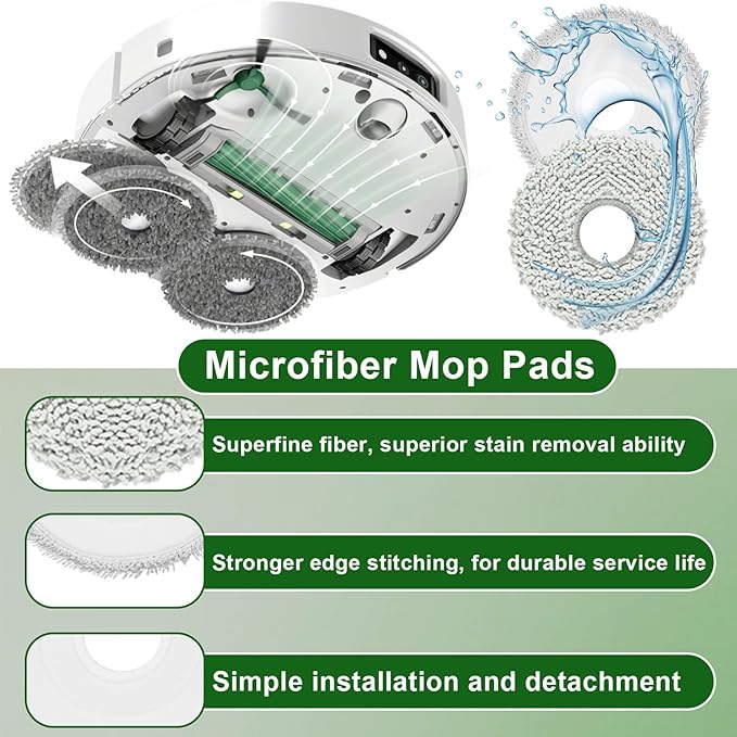 Accessories Kit for iRobot Roomba Plus 505 Combo/Plus 405 Combo, Replacement Parts Include 1 Main Brush, 4 Dust Bags, 6 Mop Pads, 4 HEPA Filter, 4 Side Brushes