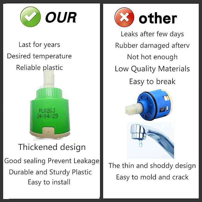 FL02GJ 35mm Single Lever Faucet Cartridge, Sturdy, OEM Faucet Cartridges, Bathroom Ceramic Cartridges, Fits 35mm Faucets Hain Yo 1 3/8"