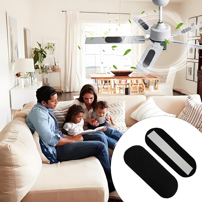 12 Pcs Ceiling Fan Filters for Blades, Activated Coconut Carbon Ceiling Fan Blade Filters, Universal Easy-Stick Air Purifier Pads Captures Dust, Pollen, Pet Dander for Home, Office, Bedrooms