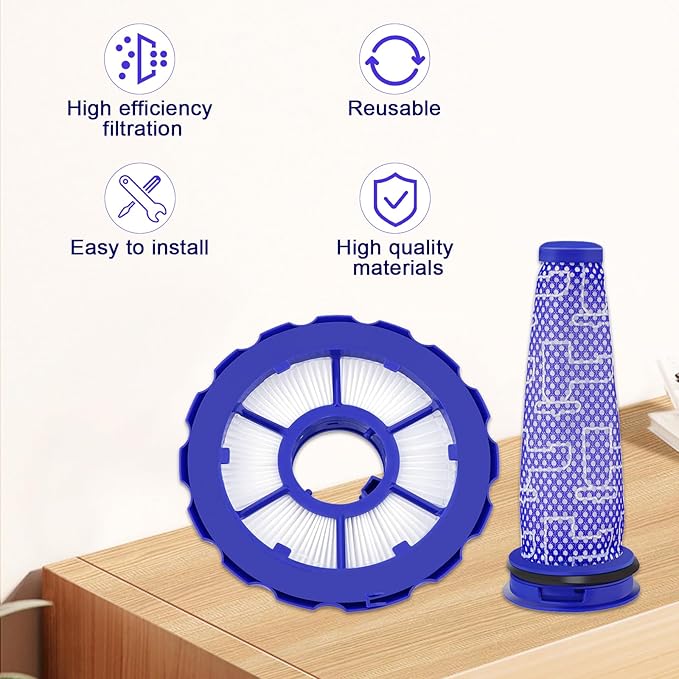 2 pack Hepa Post-Motor Filters & Pre-Motor Filters Replacement Parts Compatible With DC50, Animal And Multi Floor Complete Vacuum Cleaner, Part # 965081-01&965080-01