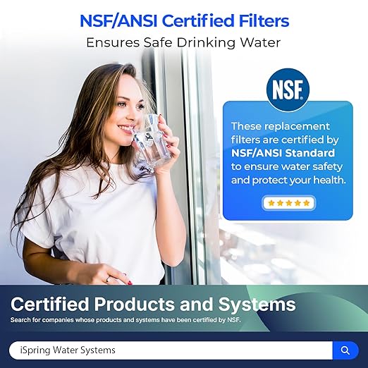 iSpring FT15 NSF Certified 5th Stage Inline Post Carbon Water Filter, Replacement Cartridge with 1/4" Quick Connect for Refrigerator, Ice Maker, RO Reverse Osmosis Water Filtration System