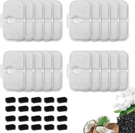 20 Packs Cat Water Fountain Filter Replacement Compatible with PETLIBRO® Dockstream Cat Water Fountain PLWF005/PLWF115/PLWF105,Triple Filtration System Replacement Filter with Pre-Filter Sponge