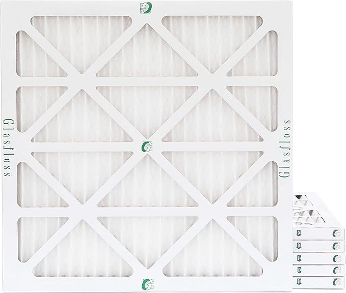 Glasfloss 20x22x1 MERV 10 (FPR 5-6) Pleated Air Filters Box of 6. Actual Size: 19-1/2 x 21-7/8 x 7/8