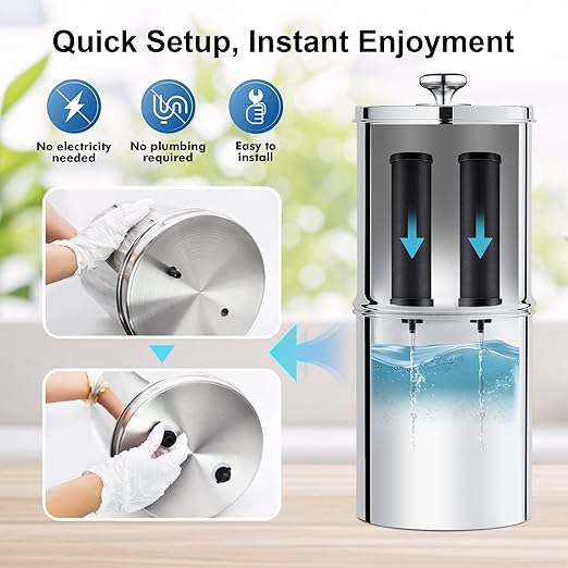 Alkaline Carbon Rods (2 Pack) for Gravity Water Filters – Raises pH up to 9.2, Replacement for Berkey® BB9-2® Black Filters, Berkey® Gravity System & More, NSF/ANSI 42 Certified