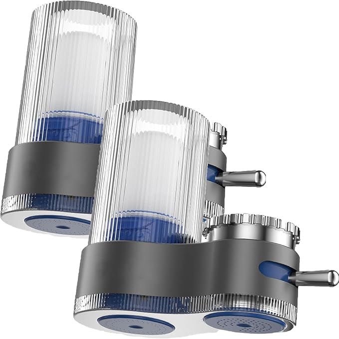 Buyusus Water Filter, Buyusus Water Purifier for Tap Water Fit Any Faucet, Dual-Mode Lead & Chlorine Remover, Universal Hose Adapter, Fits Any Tap for Kitchen Bathroom (2 pcs)
