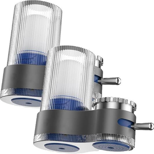 Buyusus Water Filter, Buyusus Water Purifier for Tap Water Fit Any Faucet, Dual-Mode Lead & Chlorine Remover, Universal Hose Adapter, Fits Any Tap for Kitchen Bathroom (2 pcs)