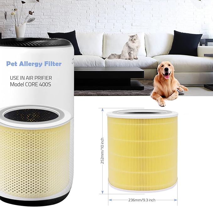 Core 400S-P Replacement Filter Compatible with LEVOIT Air Purifier Model Core 400S, Core 400, Part# Core 400s-RF, 400S-RF-PA | Essential for Pet&AllerG* 1-Pack