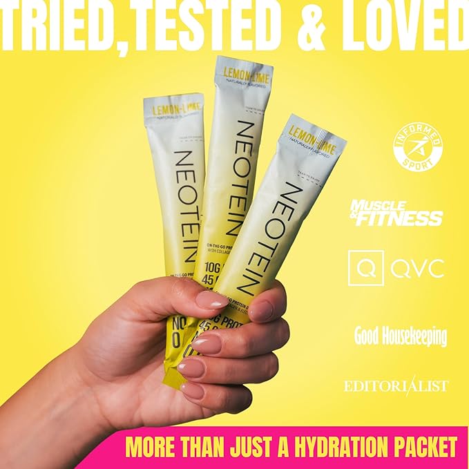 Electrolyte Powder Packets, Protein Powder with 10g Protein & Collagen | Hydration Packets - Zero Sugar, NO Fillers, NO Carbs | Lemon Lime | 45 Calories | Keto & Paleo | Pack of 15