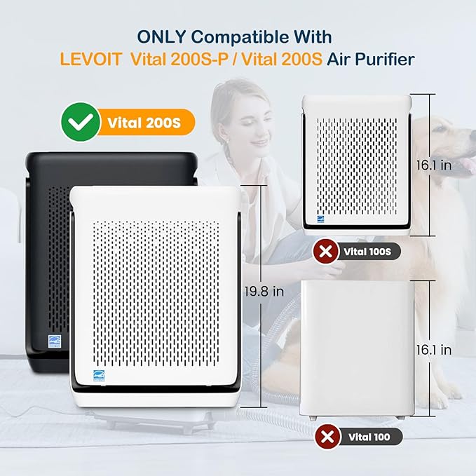 Vital 200S Replacement Filter for LEVOIT Vital 200S and Vital 200S-P Air Purifier, 2 Pack H13 True HEPA and High-Efficiency Activated Carbon Vital 200S-P Replacement Filter, Vital 200S-RF, White
