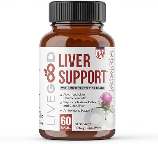 LIVEGOOD Liver Support Supplement for Liver Cleanse Detox, Milk Thistle and Dandelion Root, with Turmeric and Alpha Lipoic Acid for Overall Health (60 Count)