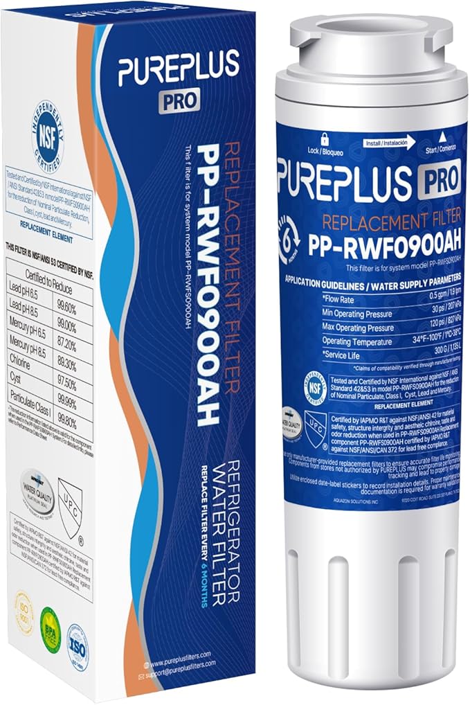 PUREPLUS UKF8001 NSF 53&42 Certified Water Filter Replacement for Maytag UKF8001P, EDR4RXD1, Everydrop Filter 4, PUR 4396395, Puriclean II, UKF8001AXX-200, UKF8001AXX-750, RWF0900A, 1Pack