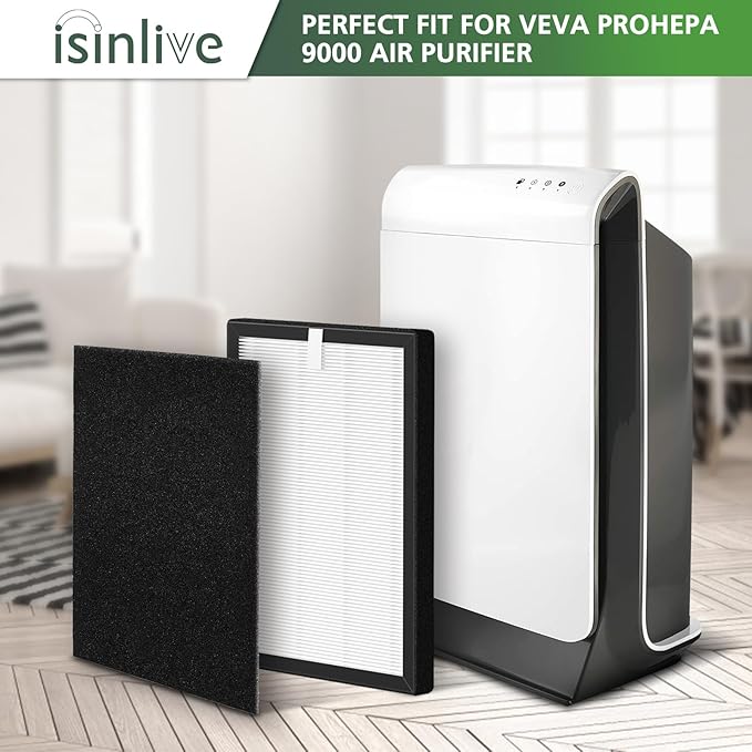 isinlive ProHEPA 9000 HEPA Replacement Filters Compatible with VEVA ProHEPA 9000 Air Pur ifiers, 2 Pack HEPA Filters + 8 Pack Activated Carbon Filters