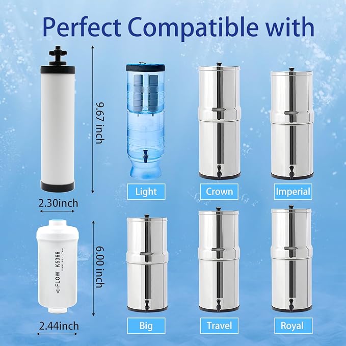 【Upgraded】Renami Ceramic Filter & Fluoride Filter Replacement for Berkey® BB9-2 Black Filters & PF-2 Fluoride Filters, Compatible with Berkey® Gravity Water Filter System, Combo Pack