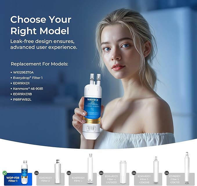 Waterdrop Plus EDR1RXD1 Replacement for Everydrop® Filter 1,W10295370A EDR1RXD1B, P8RFWB2L, P4RFWB, 46-9081, 46-9930 Refrigerator Water Filter